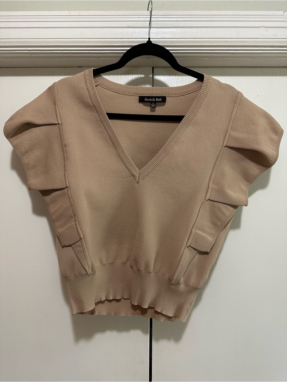 Strut & Bolt Beige V-Neck Knit Top